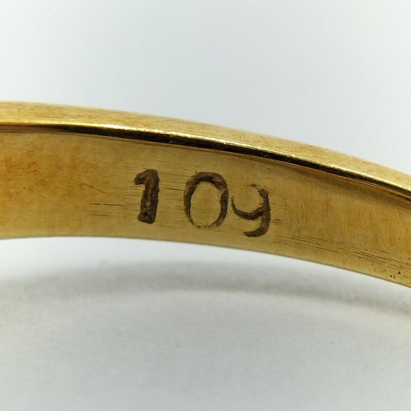 Genuine VTG 1 ct Sapphire Stone + Diamond Genuine 18k Yellow Gold Ring US Sz 7.5 - Picture 4 of 9